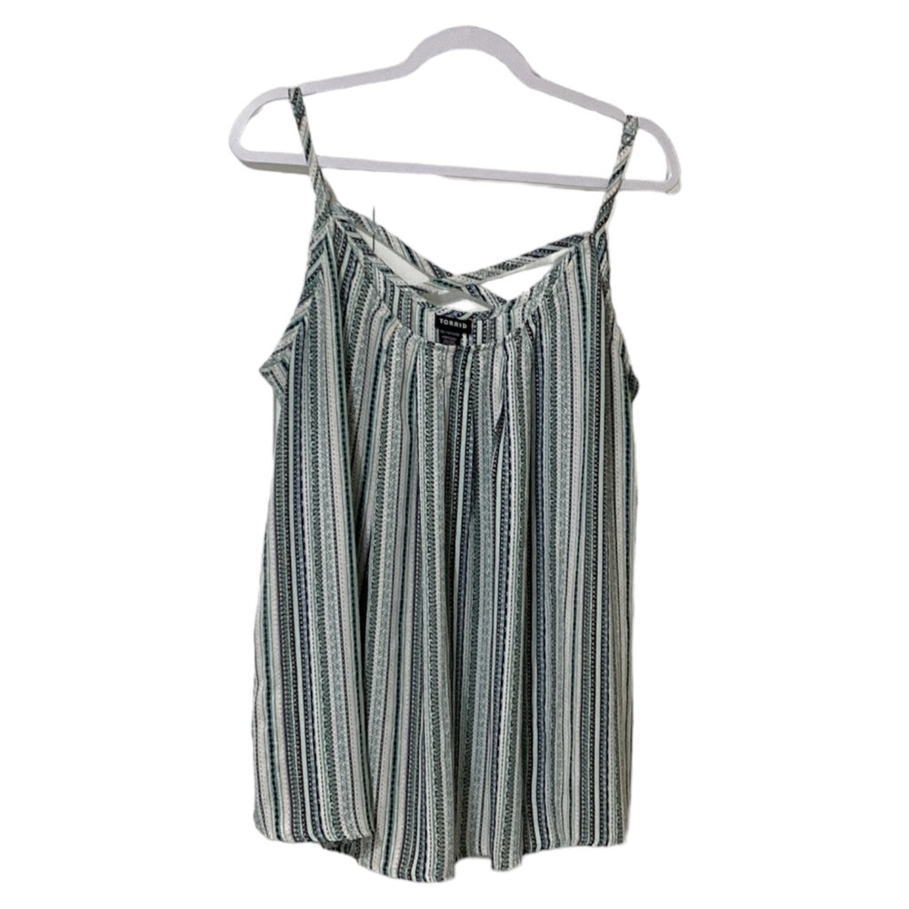 Torrid Womens Adjust Spaghetti Strap Sleeveless CrissCross Back Striped Top Sz 2